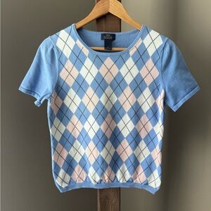 Brooks Brothers 346 Women’s Short Sleeve Supima Cotton Argyle Sweater Sz Medium